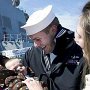 Churchill crewmember seeing his baby for first time upon returning from 9 month deployment in March 2013